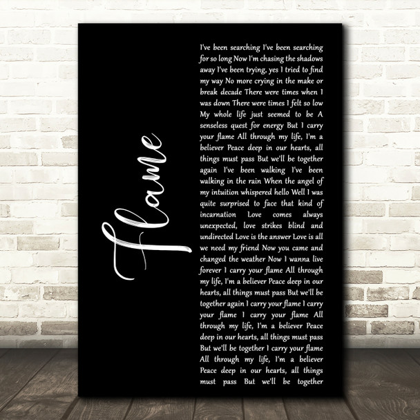 Alphaville Flame Black Script Decorative Wall Art Gift Song Lyric Print