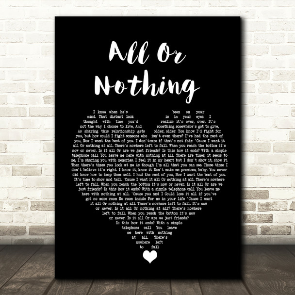 O-Town All Or Nothing Black Heart Song Lyric Wall Art Print