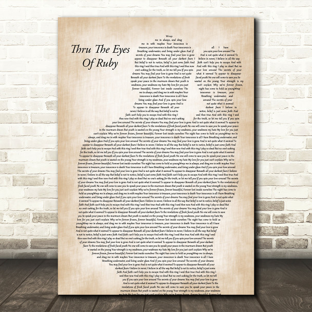 Smashing Pumpkins Thru The Eyes Of Ruby Father & Baby Decorative Wall Art Gift Song Lyric Print