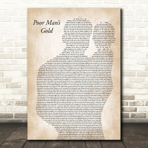Elvis Presley Poor Mans Gold Father & Baby Decorative Wall Art Gift Song Lyric Print