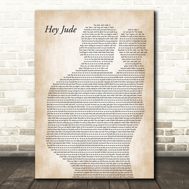 The Beatles Hey Jude Father & Baby Decorative Wall Art Gift Song Lyric Print