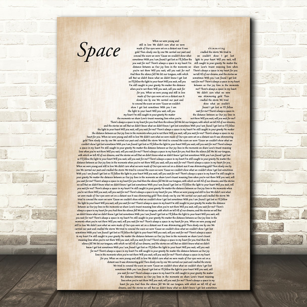 Biffy Clyro Space Father & Baby Decorative Wall Art Gift Song Lyric Print