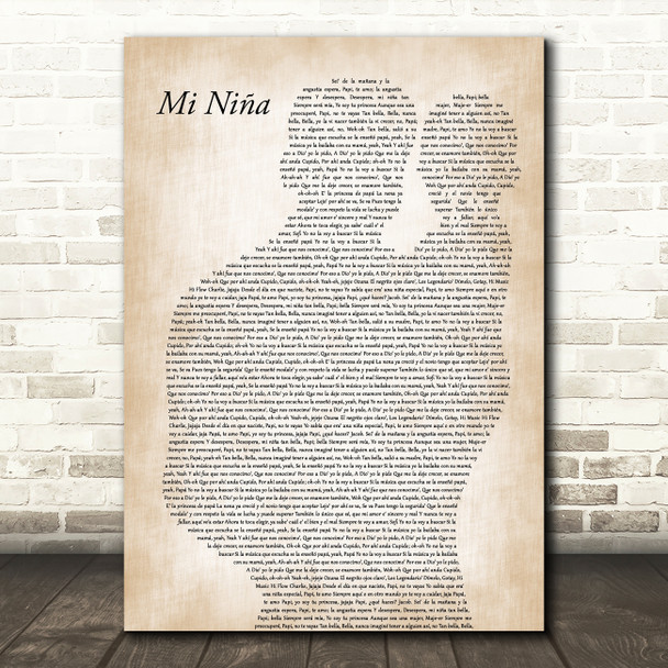 Ozuna Mi Niña Father & Baby Decorative Wall Art Gift Song Lyric Print