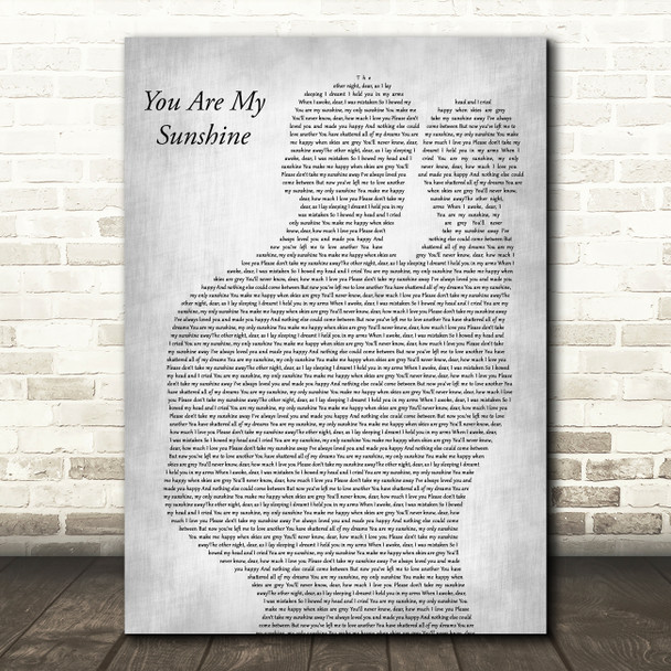 Johnny Cash You Are My Sunshine Father & Baby Grey Decorative Wall Art Gift Song Lyric Print