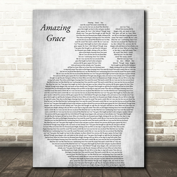Judy Covington Amazing Grace Father & Baby Grey Decorative Wall Art Gift Song Lyric Print