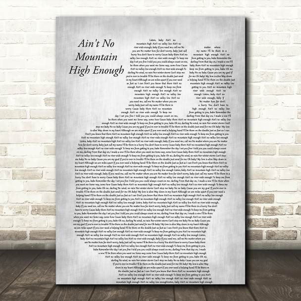 Marvin Gaye Ain't No Mountain High Enough Father & Baby Grey Song Lyric Print