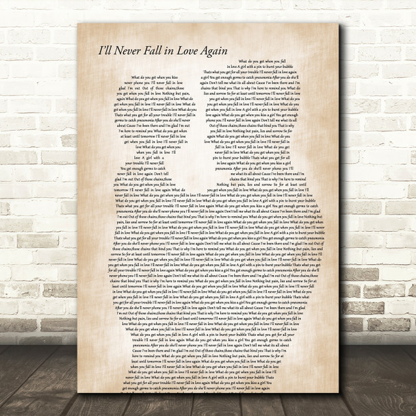 Deacon Blue Ill Never Fall in Love Again Father & Child Decorative Gift Song Lyric Print