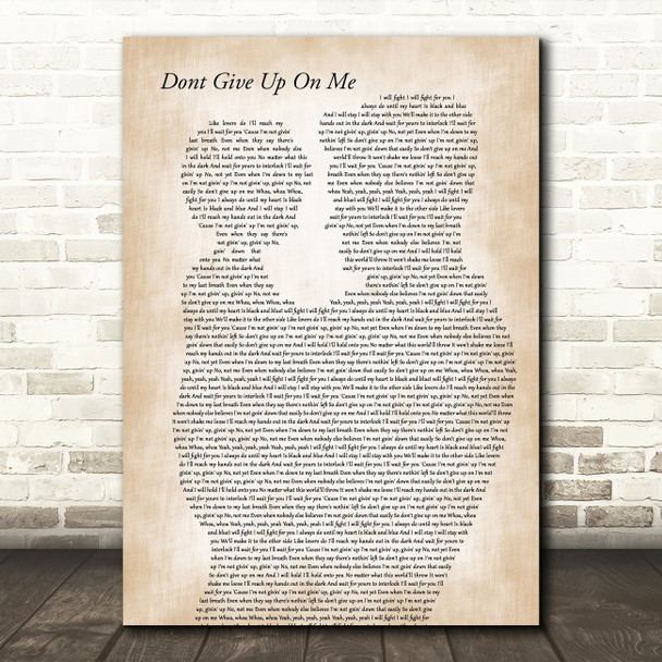 Andy Grammer Dont Give Up On Me Father & Child Decorative Wall Art Gift Song Lyric Print