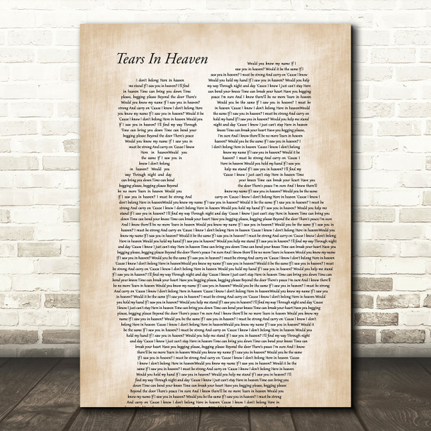 Eric Clapton Tears In Heaven Father & Child Decorative Wall Art Gift Song Lyric Print