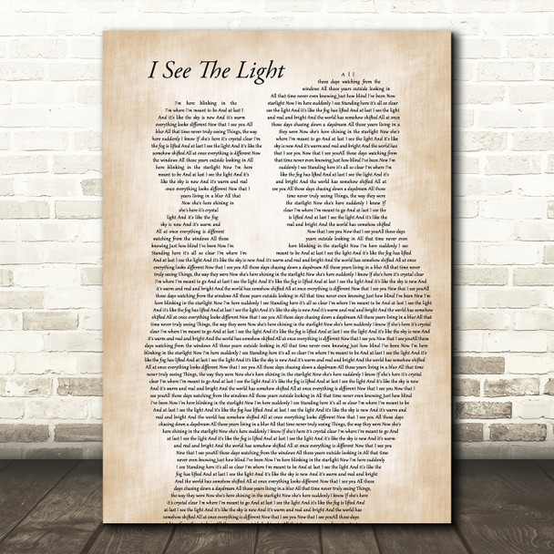 Mandy Moore I See The Light Father & Child Decorative Wall Art Gift Song Lyric Print