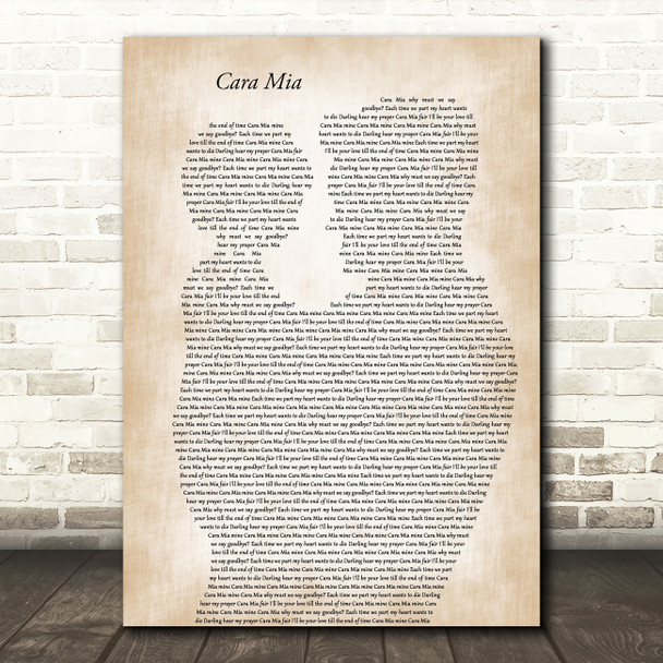 David Whitfield Cara Mia Father & Child Decorative Wall Art Gift Song Lyric Print