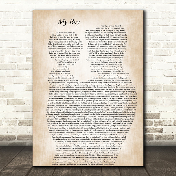 Elvie Shane My Boy Father & Child Decorative Wall Art Gift Song Lyric Print