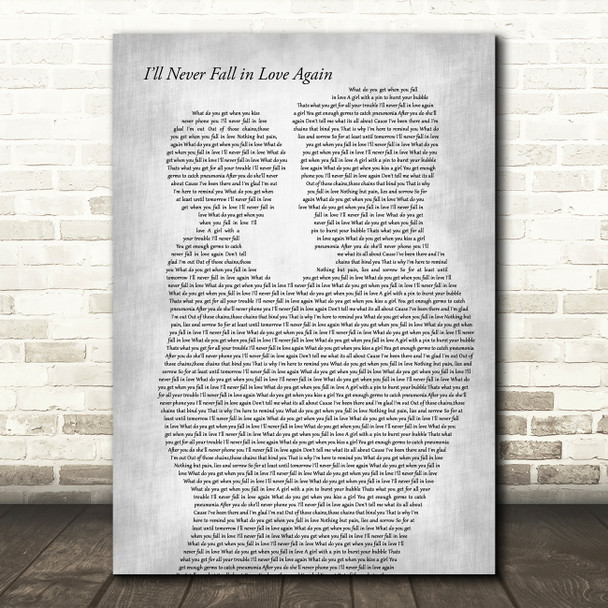 Deacon Blue Ill Never Fall in Love Again Father & Child Grey Song Lyric Print