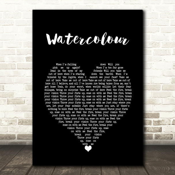 Pendulum Watercolour Black Heart Song Lyric Wall Art Print