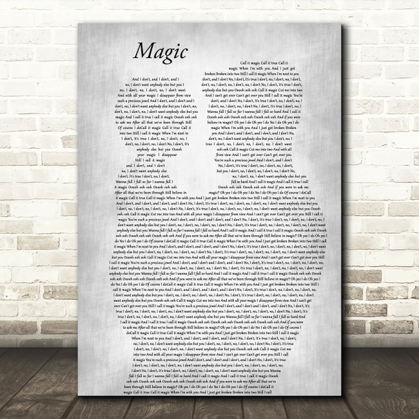 Coldplay Magic Father & Child Grey Decorative Wall Art Gift Song Lyric Print