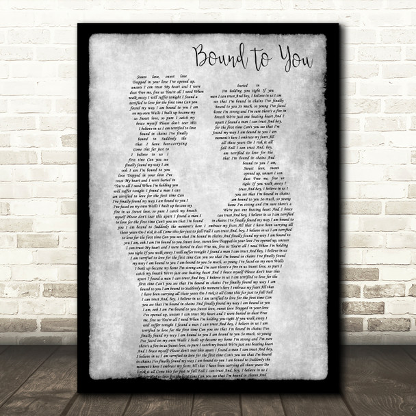 Christina Aguilera Bound To You Gay Couple Two Men Dancing Grey Gift Song Lyric Print