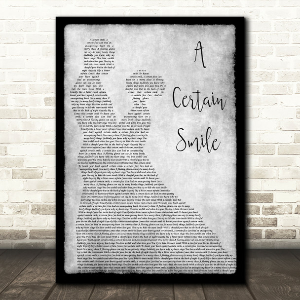 Johnny Mathis A Certain Smile Grey Man Lady Dancing Decorative Wall Art Gift Song Lyric Print