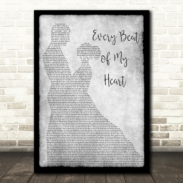 Gladys Knight Every Beat of My Heart Grey Man Lady Dancing Decorative Gift Song Lyric Print