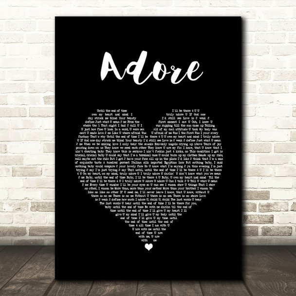Prince Adore Black Heart Song Lyric Wall Art Print