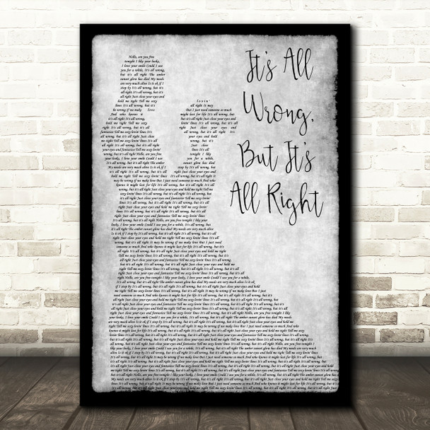 Dolly Parton It's All Wrong, But It's All Right Grey Man Lady Dancing Song Lyric Print