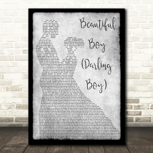 John Lennon Beautiful Boy (Darling Boy) Grey Man Lady Dancing Song Lyric Print