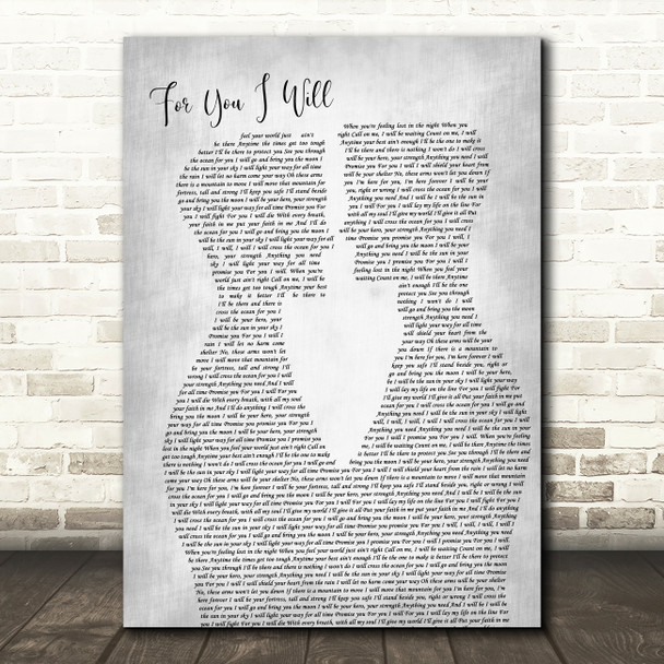Monica For You I Will Two Men Gay Couple Wedding Grey Decorative Gift Song Lyric Print