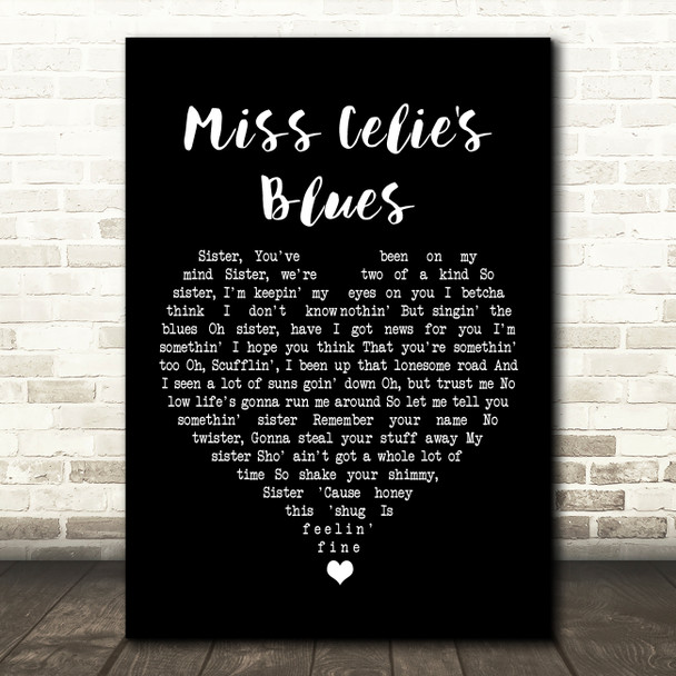 Quincy Jones Miss Celie's Blues Black Heart Song Lyric Wall Art Print