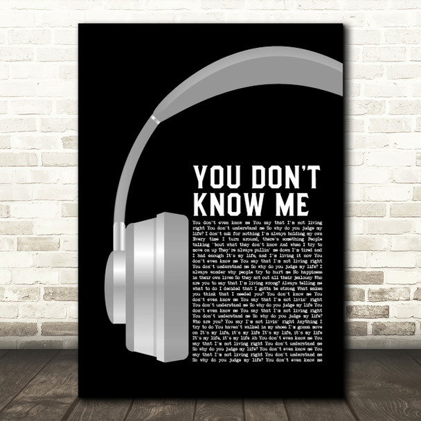 Armand Van Helden You Don't Know Me Grey Headphones Decorative Wall Art Gift Song Lyric Print