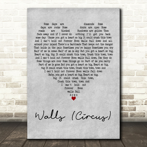 Tom Petty and the Heartbreakers Walls (Circus) Grey Heart Decorative Wall Art Gift Song Lyric Print
