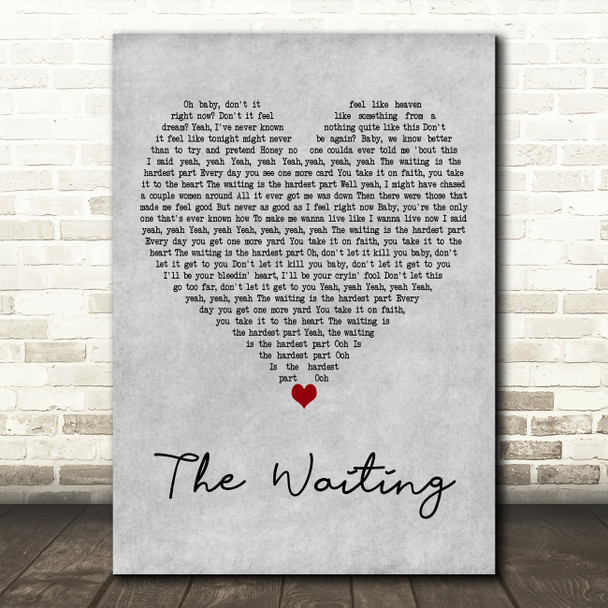 Tom Petty and the Heartbreakers The Waiting Grey Heart Decorative Wall Art Gift Song Lyric Print