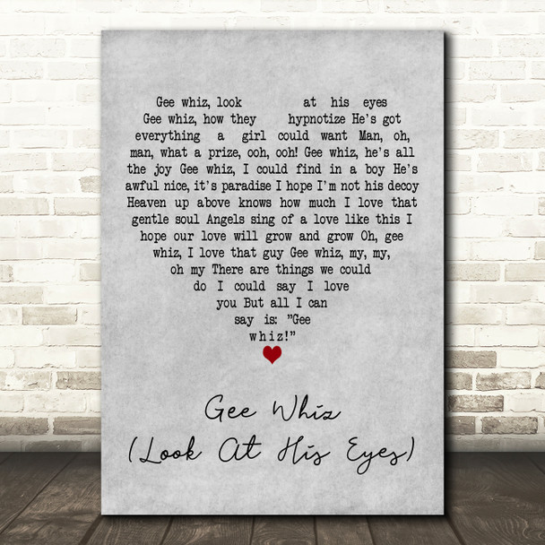 Carla Thomas Gee Whiz (Look at His Eyes) Grey Heart Decorative Wall Art Gift Song Lyric Print