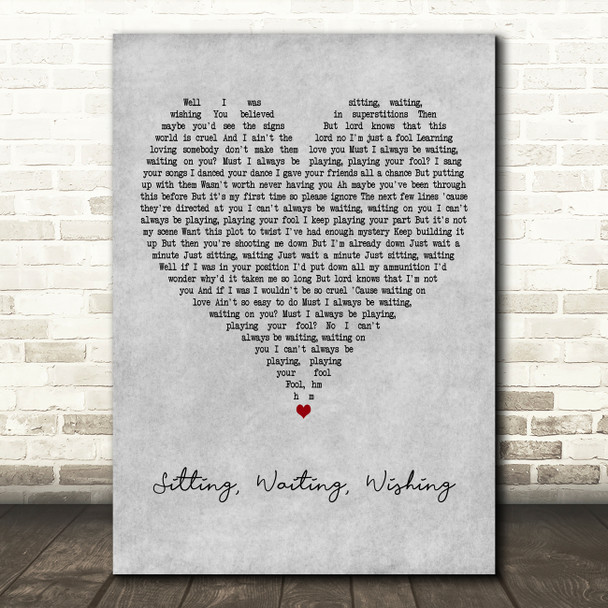Jack Johnson Sitting, Waiting, Wishing Grey Heart Decorative Wall Art Gift Song Lyric Print