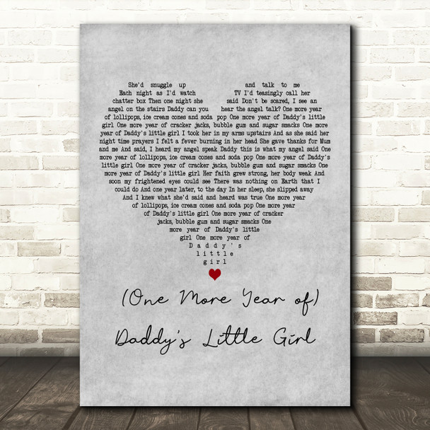 Dr. Hook (One More Year of) Daddy's Little Girl Grey Heart Decorative Gift Song Lyric Print
