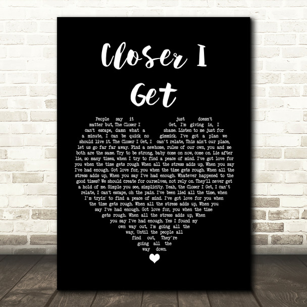 Rebelution Closer I Get Black Heart Song Lyric Wall Art Print