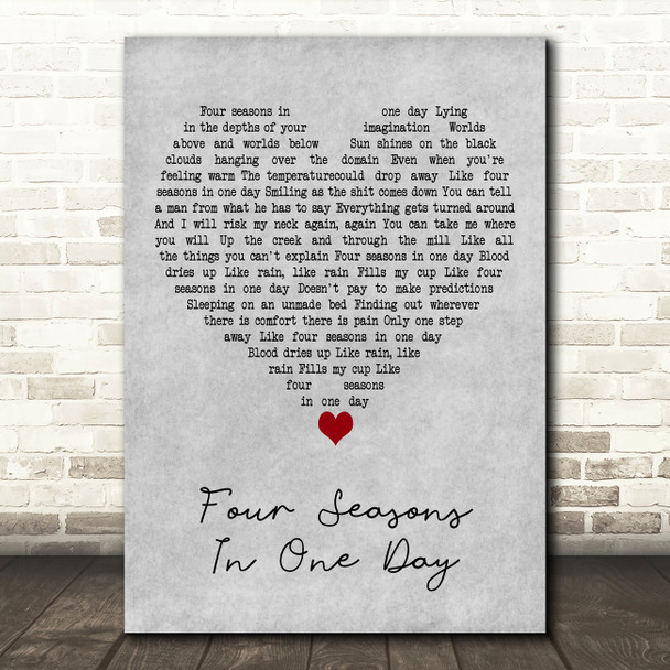 Crowded House Four Seasons In One Day Grey Heart Decorative Wall Art Gift Song Lyric Print
