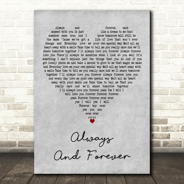 Beverley Knight Always And Forever Grey Heart Decorative Wall Art Gift Song Lyric Print