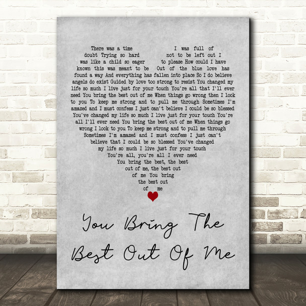 Michael Ball You Bring the Best Out of Me Grey Heart Decorative Gift Song Lyric Print