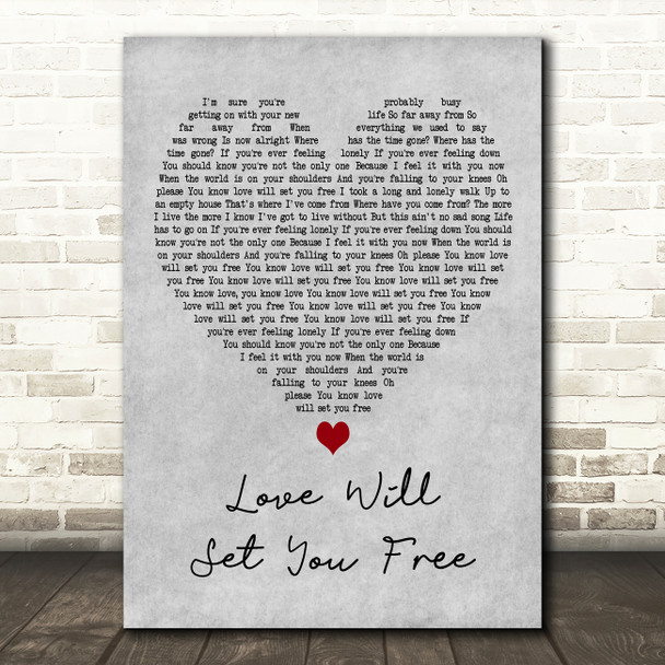 Kodaline Love Will Set You Free Grey Heart Decorative Wall Art Gift Song Lyric Print