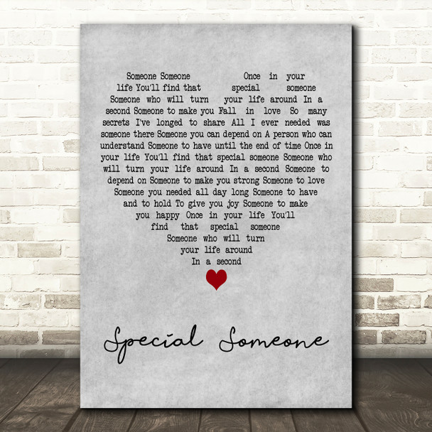 Winston Francis Special Someone Grey Heart Decorative Wall Art Gift Song Lyric Print