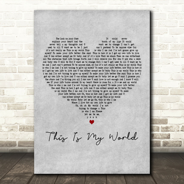 Darius Rucker This Is My World Grey Heart Decorative Wall Art Gift Song Lyric Print