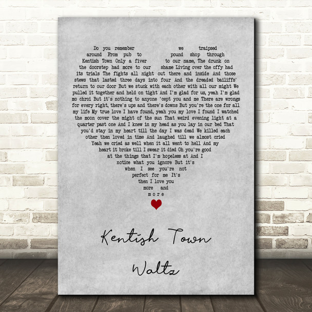 Imelda May Kentish Town Waltz Grey Heart Decorative Wall Art Gift Song Lyric Print