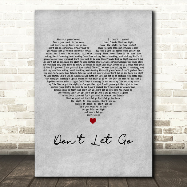 En Vogue Don't Let Go (Love) Grey Heart Decorative Wall Art Gift Song Lyric Print