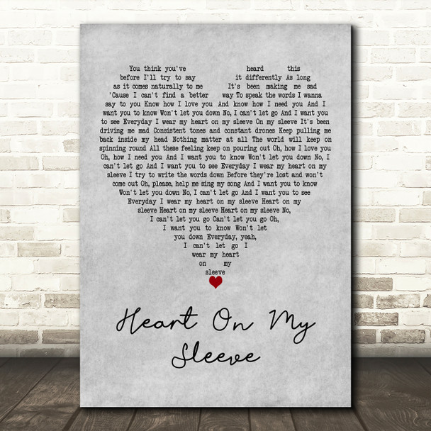Olly Murs Heart On My Sleeve Grey Heart Decorative Wall Art Gift Song Lyric Print