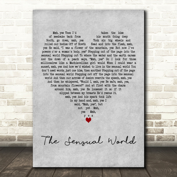 Kate Bush The Sensual World Grey Heart Decorative Wall Art Gift Song Lyric Print