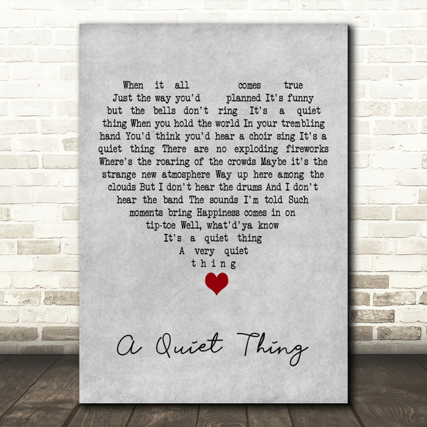 Liza Minnelli A Quiet Thing Grey Heart Decorative Wall Art Gift Song Lyric Print