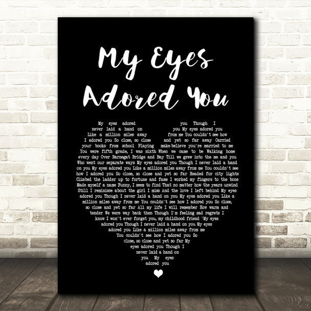 Frankie Valli My Eyes Adored You Black Heart Song Lyric Quote Print