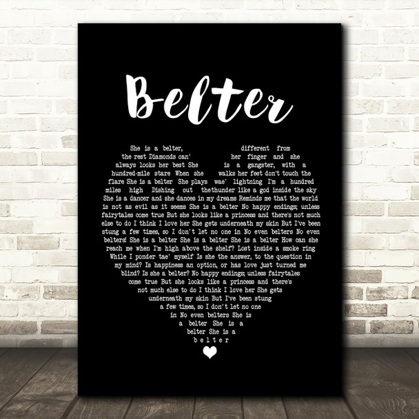 Gerry Cinnamon Belter Black Heart Song Lyric Quote Print