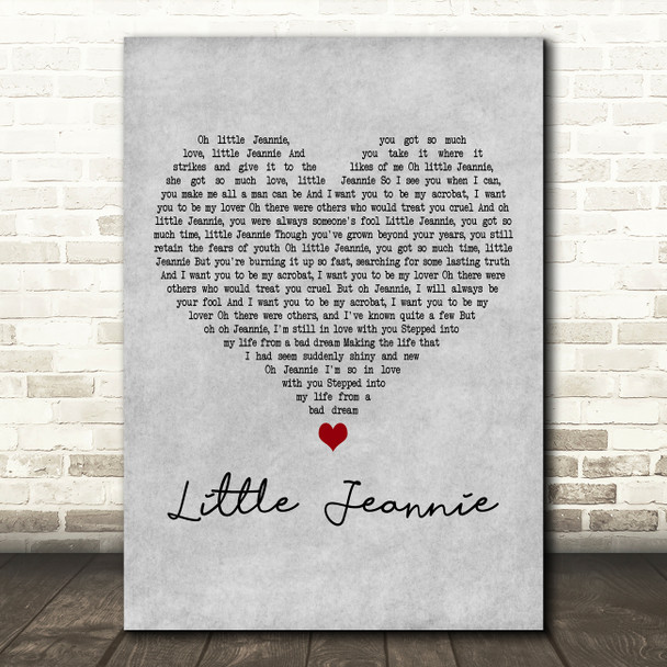 Elton John Little Jeannie Grey Heart Decorative Wall Art Gift Song Lyric Print