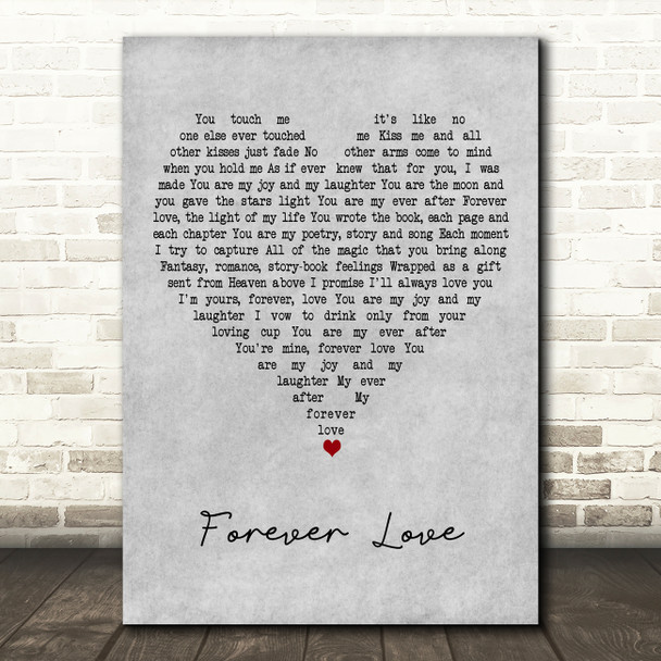 Dolly Parton Forever Love Grey Heart Decorative Wall Art Gift Song Lyric Print