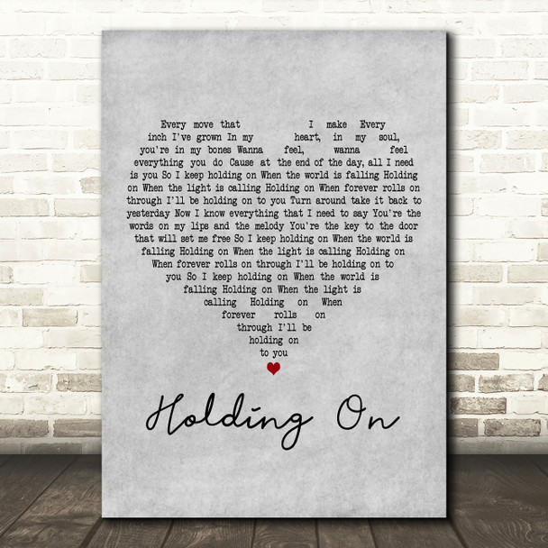 Johnny Stimson Holding On Grey Heart Decorative Wall Art Gift Song Lyric Print